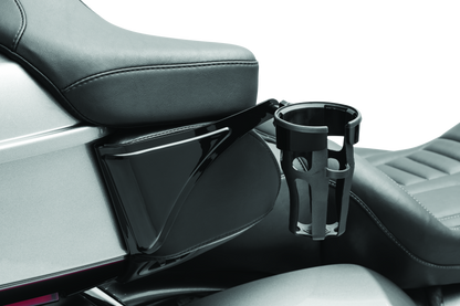 Kuryakyn Reflex Drink Holder for Harley-Davidson Touring models, right side, glossy black finish with part number 6487