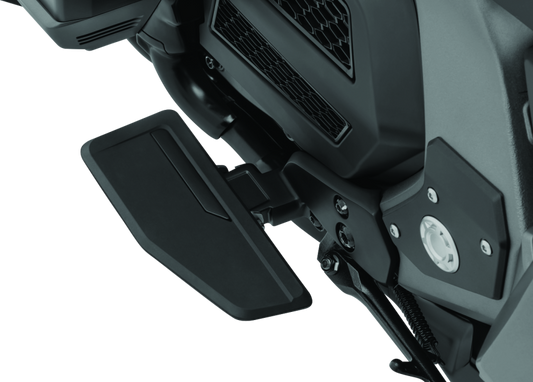 Kuryakyn Omni Driver Floorboard Kit in satin black for Honda GL1800 with DCT motorcycle, showing the textured surface and mounting hardware.