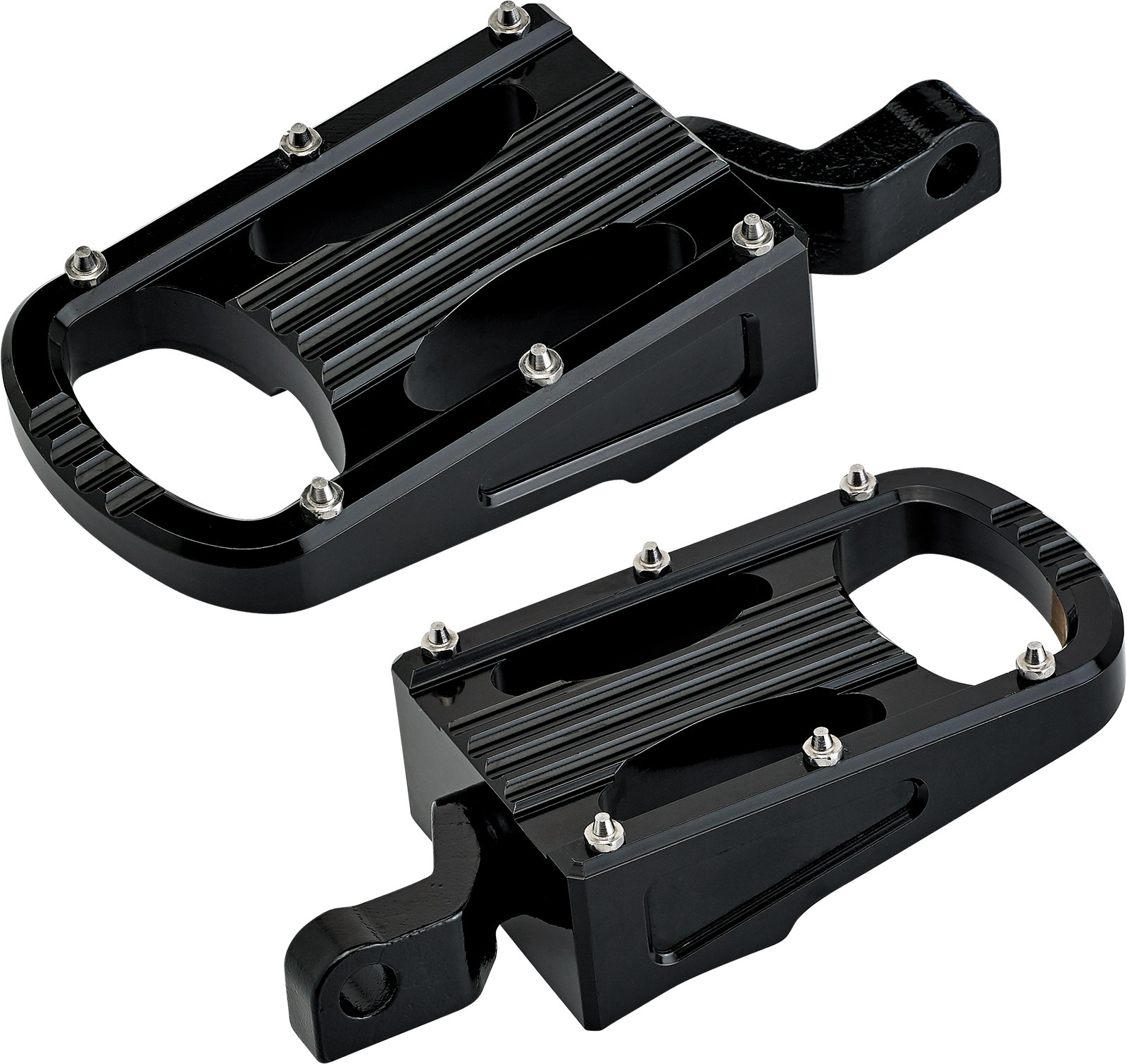 Black BILTWELL XL Step Footpegs for motorcycle, showcasing sturdy metal body with textured grip surface, designed for rider comfort.