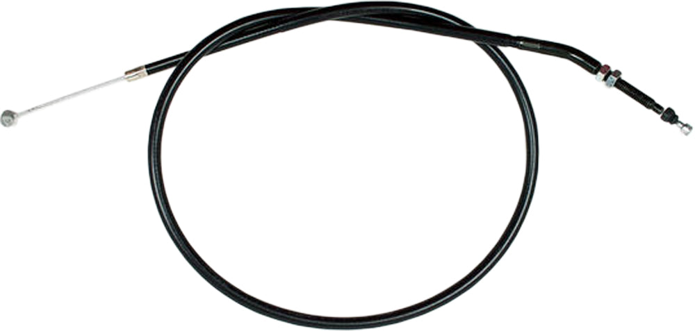 Motion Pro black vinyl clutch cable with long housing and longitudinal winding, designed for motorcycle clutch control.