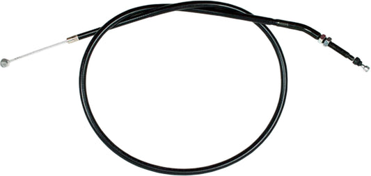 Motion Pro black vinyl clutch cable with long housing and longitudinal winding, designed for motorcycle clutch control.