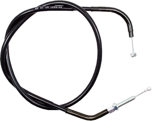 Motion Pro black vinyl clutch cable with premium chrome fittings, designed for motorcycle clutch systems.