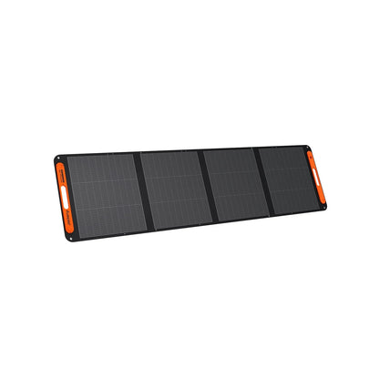 Jackery SolarSaga 200W add-on solar panel showing flexible, durable design with multiple solar cells for portable outdoor power.