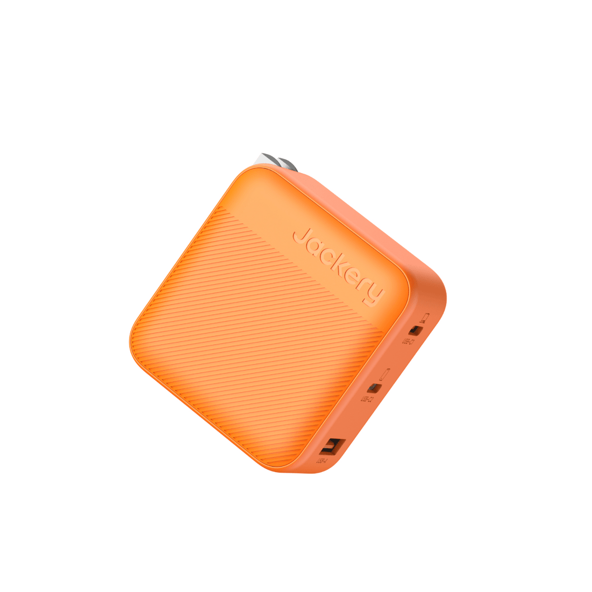 Jackery 102W GaN 3-port fast charger with compact black design and USB charging ports