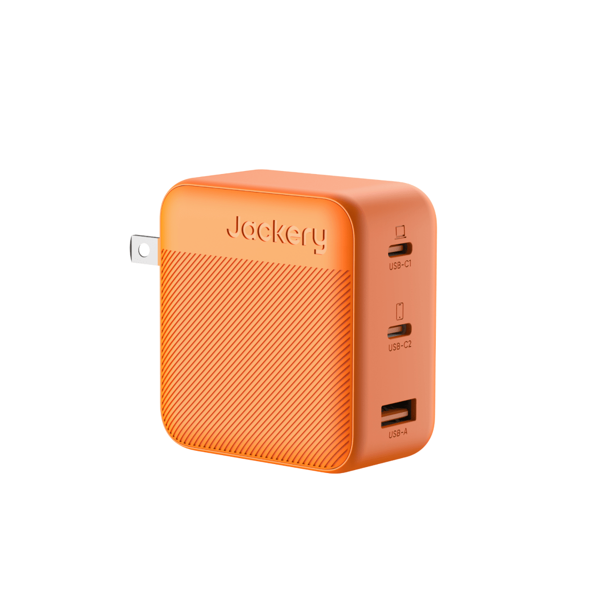 Jackery 102W GaN 3-port fast charger, compact black power adapter with USB charging ports