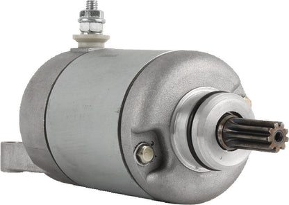 QuadBoss Yamaha YFZ450 motor starter for 2004-2013, showing the replacement starter motor with wiring and metal casing.