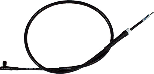 Black vinyl motorcycle speedo cable by MOTION PRO, model 02-0111, designed for reliable speedometer connection.