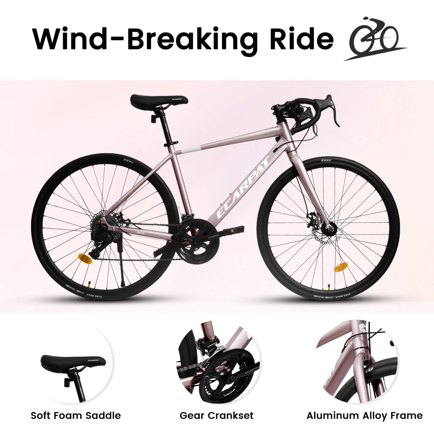 Hycline Dorace SLR 700x28C bicycle tires mounted on a wheel, showcasing durable rubber and tread pattern for road cycling.