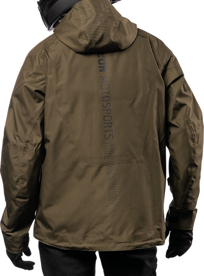 Bill's Exhausts ICON PDX3™ Olive Jacket in 3XL, showing front view with zipper, collar, and textured fabric.