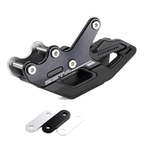 ZETA Zeta 3D Chain Guide for Suzuki motorcycle, showing the black plastic and metal mounting components.