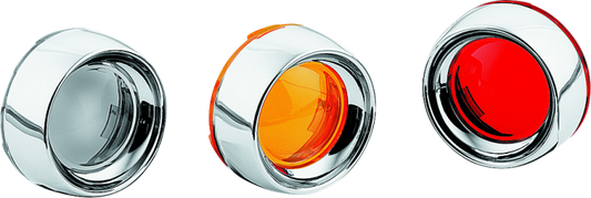 Kuryakyn Deep Dish Bezel with Smoke Lens for Harley-Davidson Bullet Turn Signals, showcasing the black bezel and smoked lens design