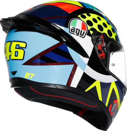 AGV K1 S Rossi Winter Test 2020 motorcycle helmet in XL with advanced safety and comfort features, shown from the front view.