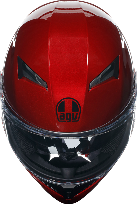 AGV K3 Competizione Red motorcycle helmet with built-in sun visor and advanced ventilation, small size, full-face design.