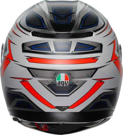 AGV K3 motorcycle helmet in matte white and red fluo with MaxVision lens, small size, high-performance design.
