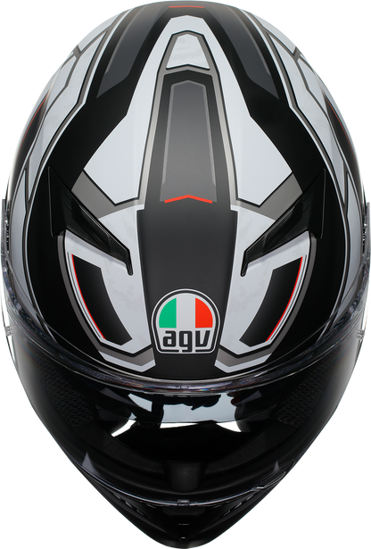 AGV K3 Rivia matte black and white motorcycle helmet with MaxVision Pinlock visor, aerodynamic design, and safety features in XL size