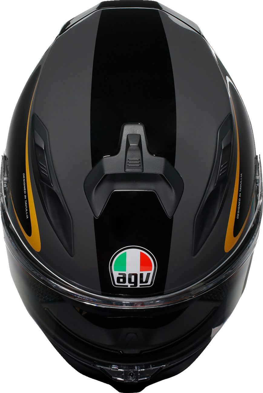 AGV K7 helmet Flow 46 XL motorcycle helmet with advanced ventilation and aerodynamic design, shown in black with clear visor.