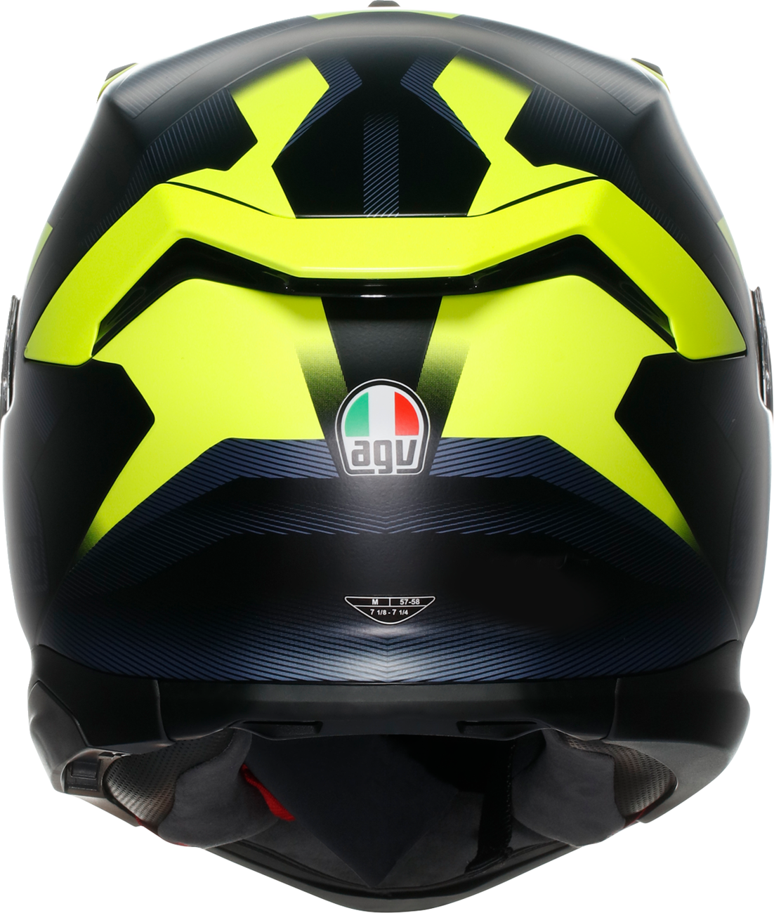 AGV K7 helmet in matte black and yellow fluo with large size, showing aerodynamic design and ventilation features.