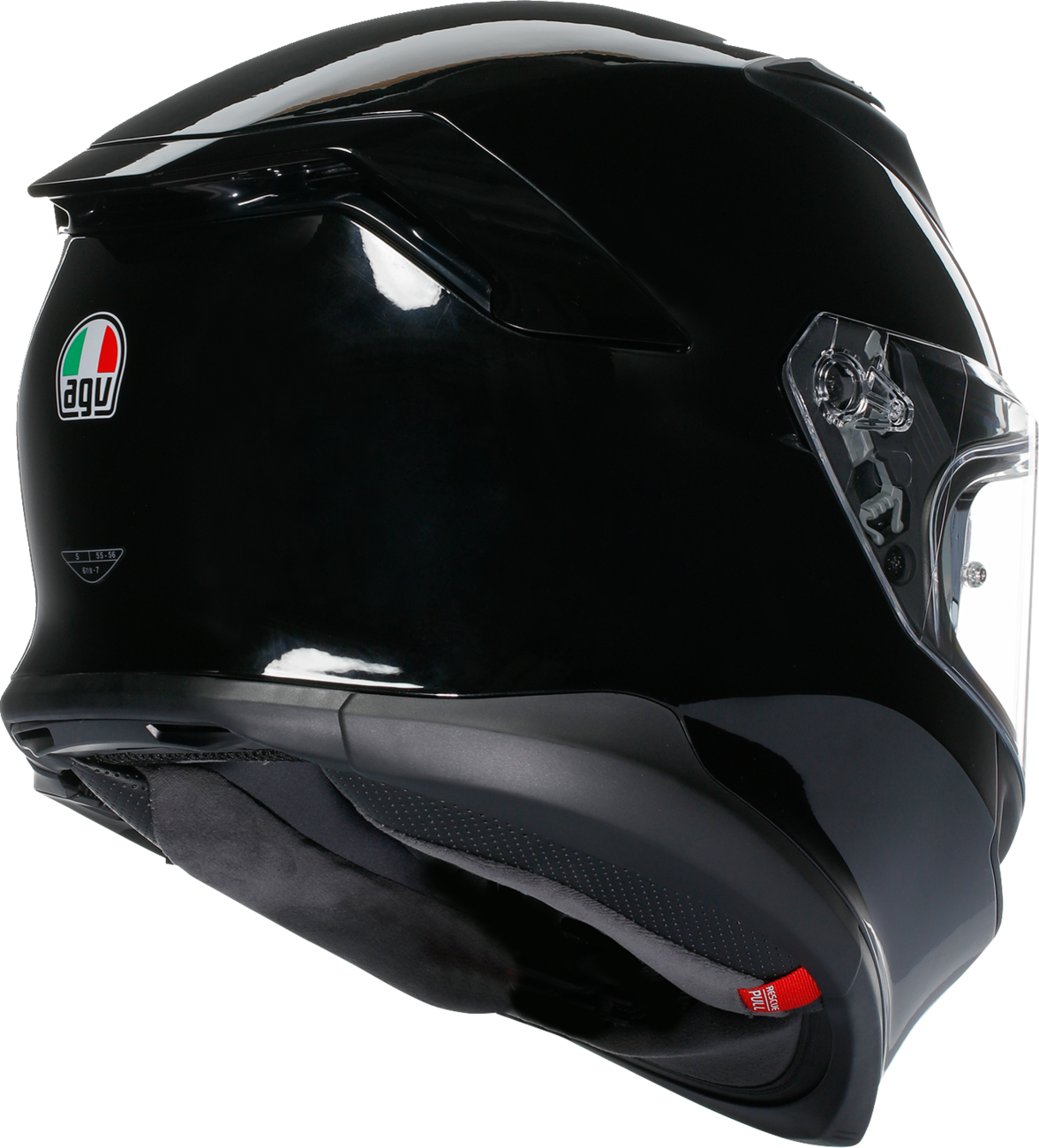 AGV K7 helmet in gloss black, 2XL, featuring advanced safety and aerodynamics for motorcycle riding.