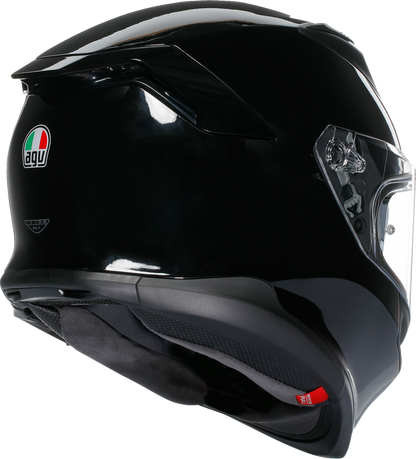 AGV K7 helmet in gloss black, 2XL, featuring advanced safety and aerodynamics for motorcycle riding.