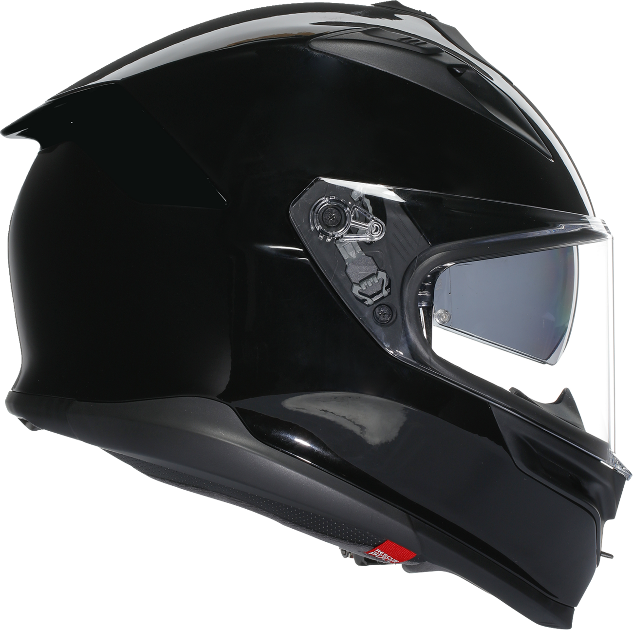 AGV K7 helmet in gloss black, 2XL size, showcasing aerodynamic design and advanced safety features.