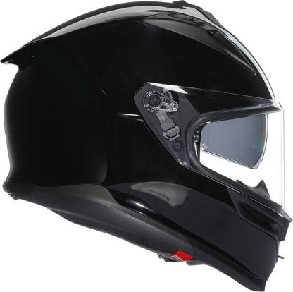 AGV K7 helmet in gloss black, 2XL size, showcasing aerodynamic design and advanced safety features.