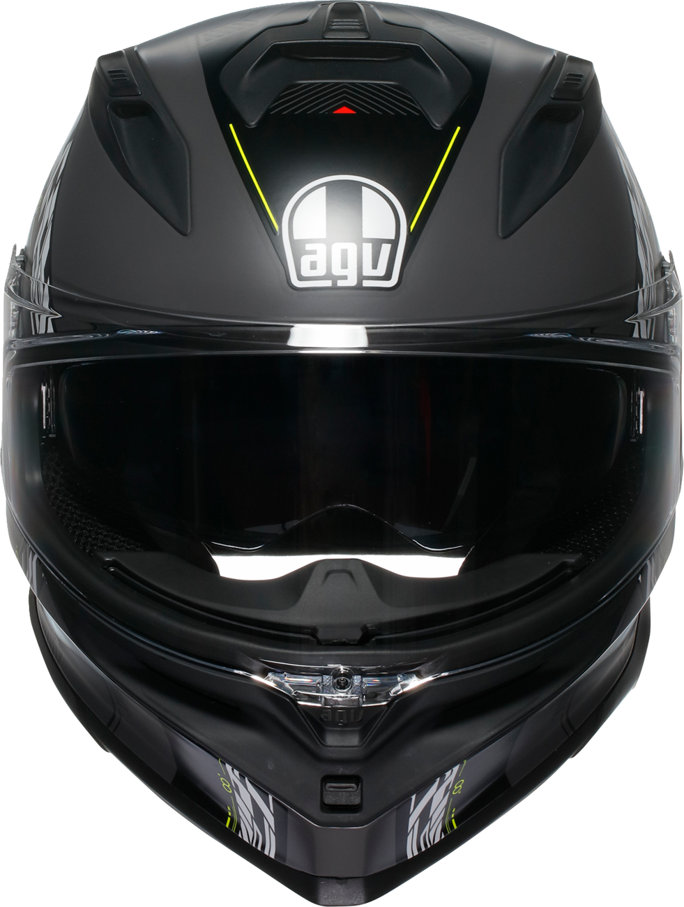 AGV K7 helmet in matte gray and yellow fluo, 2XL size, showing its aerodynamic design and advanced safety features.