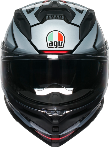 AGV K7 Jaeger racing helmet in black and silver with ventilation features, designed for comfort, size XL.
