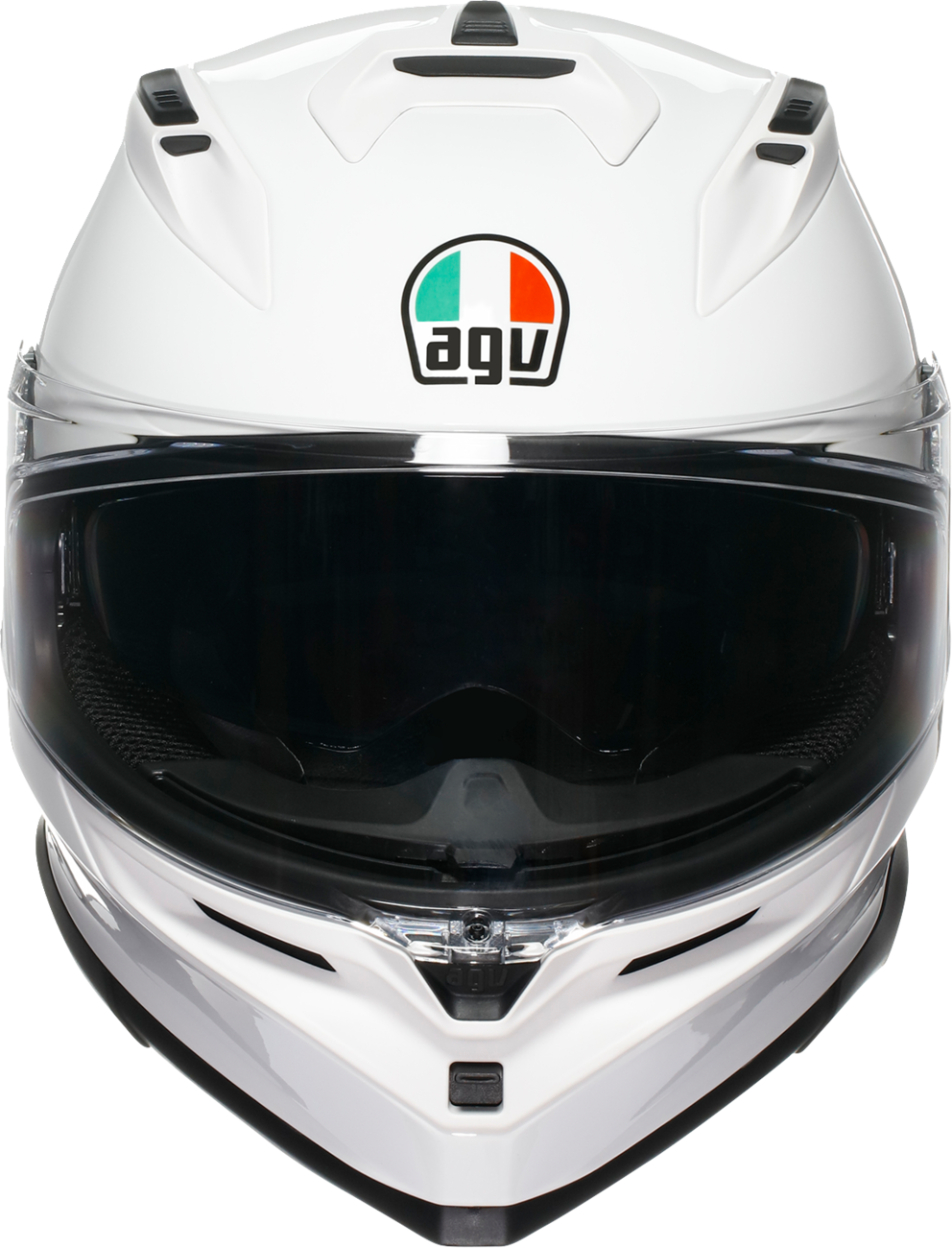 AGV K7 Mono helmet in white, large size, featuring advanced ventilation and safety design for motorcycle riding.