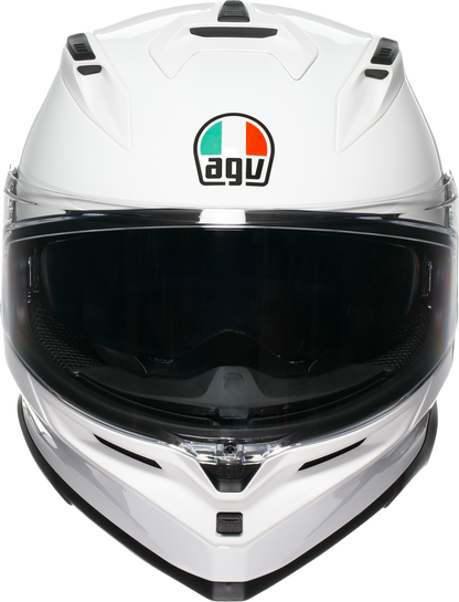 AGV K7 Mono helmet in white, large size, featuring advanced ventilation and safety design for motorcycle riding.