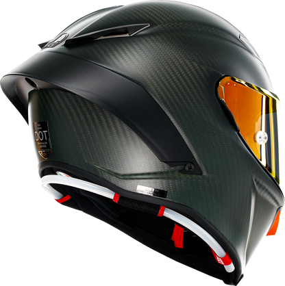 AGV Pista GP RR Electrum helmet in 2XL with carbon fiber shell and advanced ventilation, shown from the front.