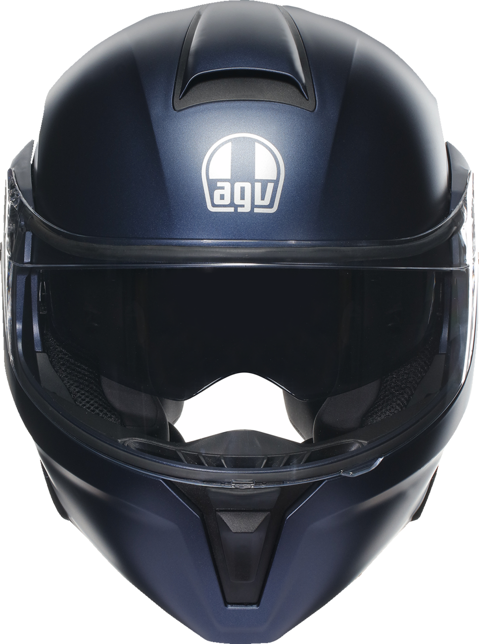 AGV Streetmodular helmet in matte blue, small size, featuring advanced safety and comfort features, front view.