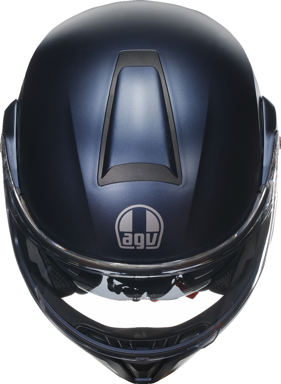 AGV Streetmodular helmet in matte blue, small size, featuring advanced safety and comfort design for motorcycle riders.