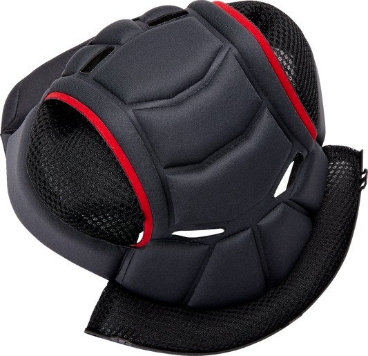 Gray AGV K3 helmet liner in 2XL size, close-up view showing soft, comfortable interior padding for motorcycle helmets.