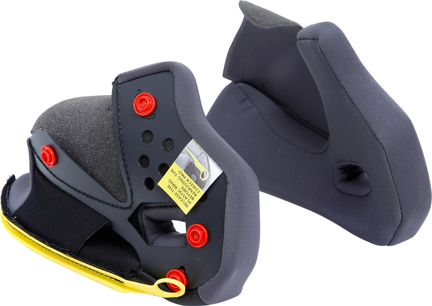AGV Tourmodular helmet cheek pads in gray and black, large size, designed for comfortable fit and helmet protection.