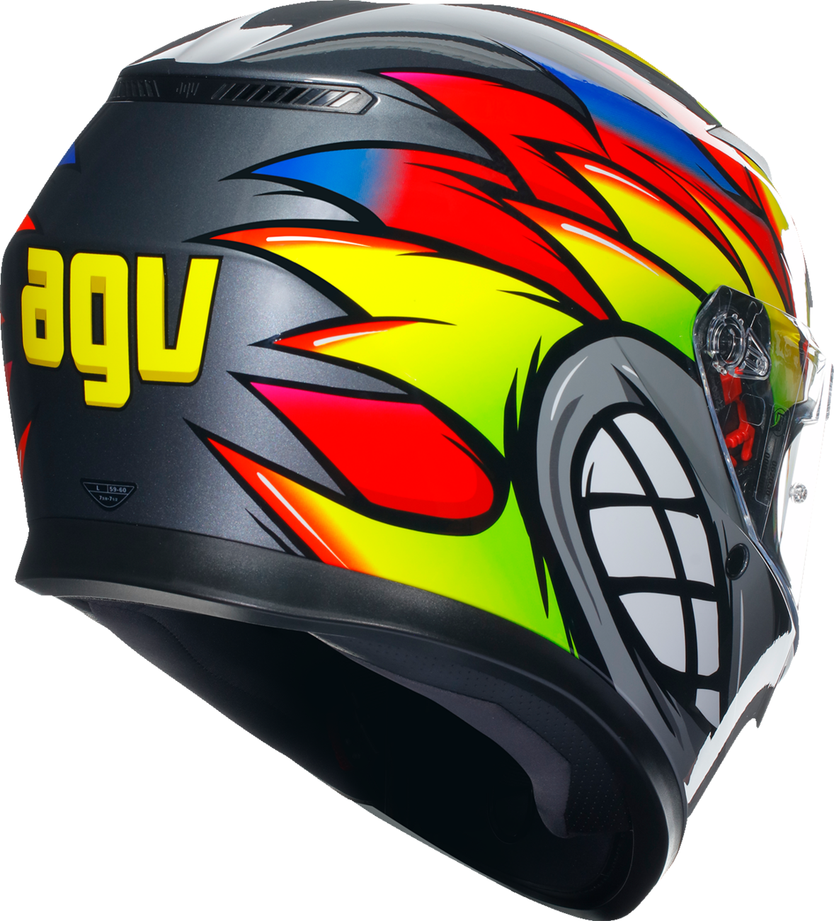 AGV K3 Helmet Birdy 2.0 Gray/Yellow/Red 2XL - High-Performance Motorcycle Helmet with Pinlock® Lens and Advanced Ventilation