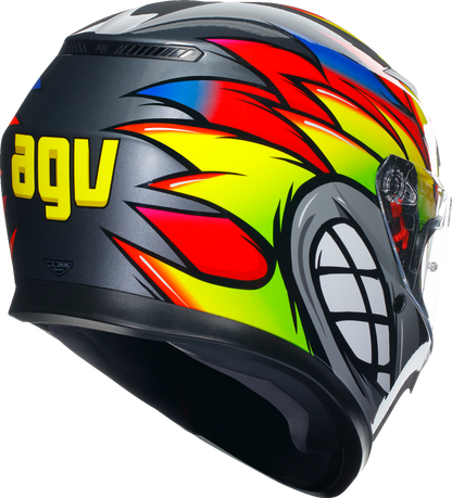 AGV K3 Helmet Birdy 2.0 Gray/Yellow/Red 2XL - High-Performance Motorcycle Helmet with Pinlock® Lens and Advanced Ventilation