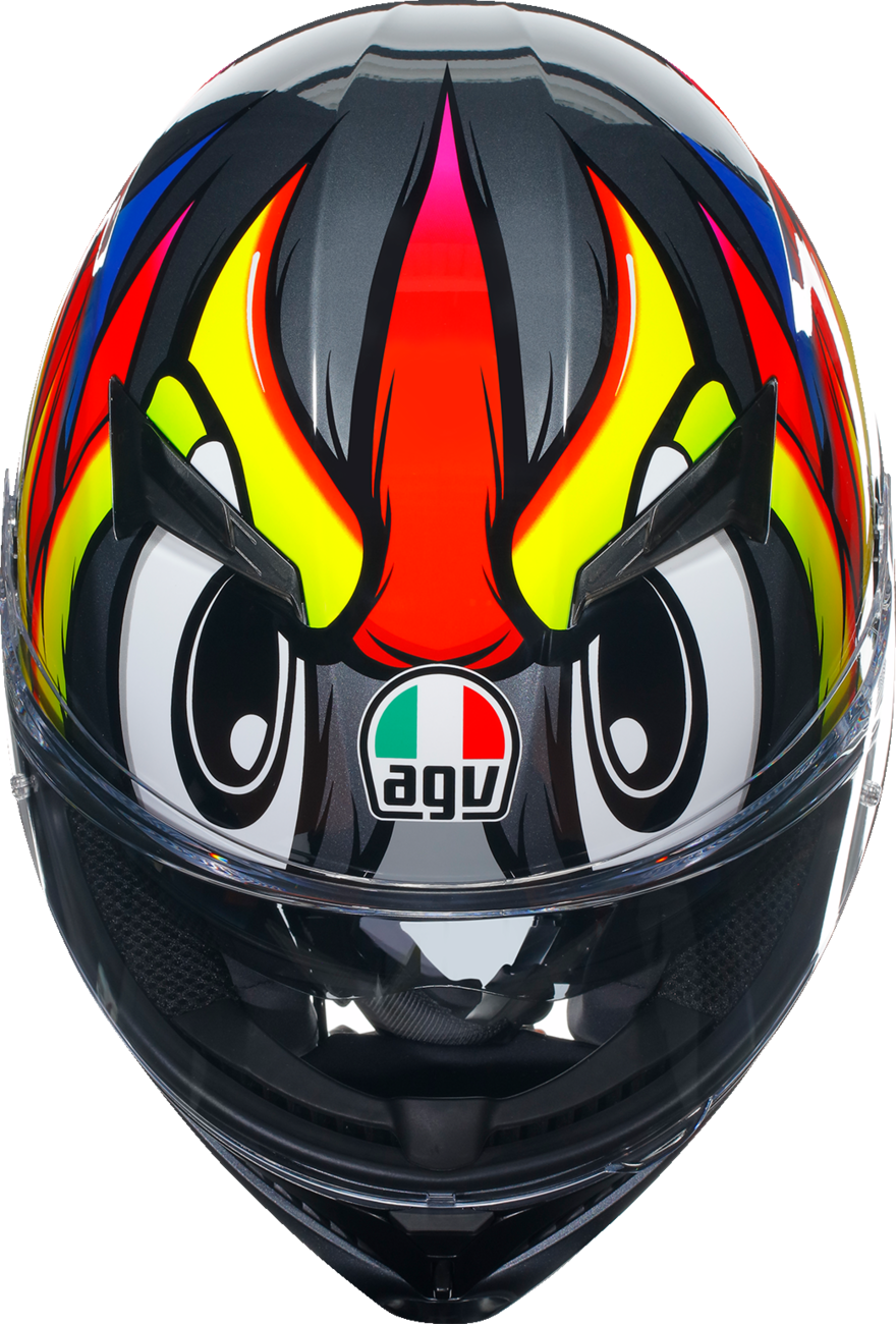 AGV K3 Helmet Birdy 2.0 Gray/Yellow/Red 2XL - High-Performance Motorcycle Helmet with Pinlock® Lens and Advanced Ventilation