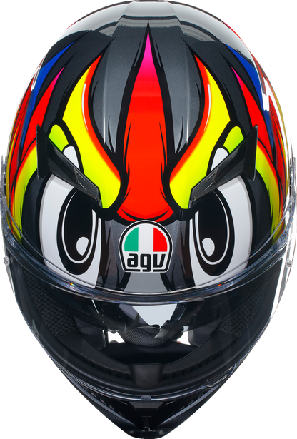 AGV K3 Helmet Birdy 2.0 Gray/Yellow/Red 2XL - High-Performance Motorcycle Helmet with Pinlock® Lens and Advanced Ventilation