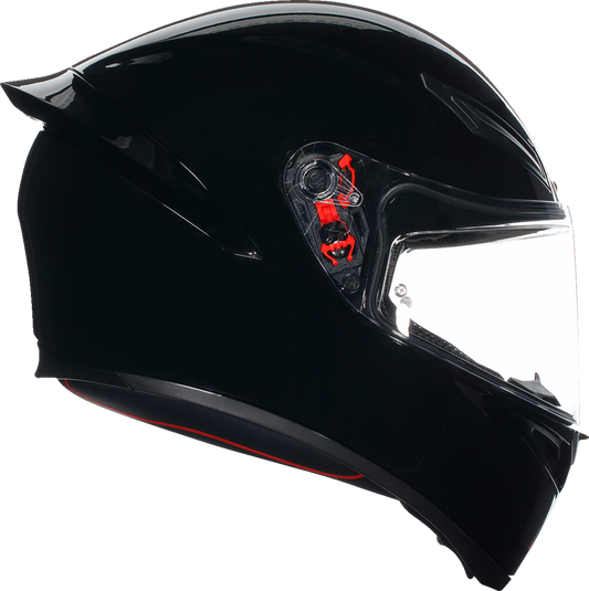 AGV K1 S black helmet with XL size, Double D retention, ventilation system, and Pinlock® ready for motorcycle riding.