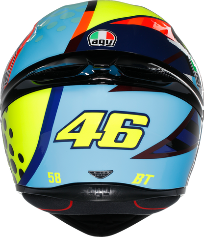 AGV K1 S Rossi Winter Test 2020 motorcycle helmet in small size, featuring aerodynamic design and Rossi branding.