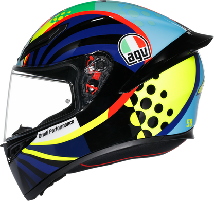 AGV K1 S Rossi Winter Test 2020 motorcycle helmet in small size with black and red design, featuring visor and ventilation vents.