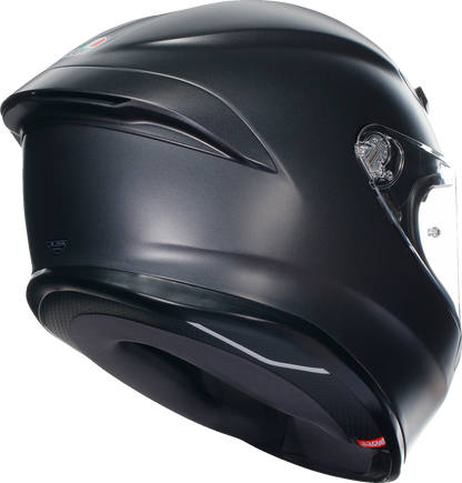 AGV K6 S matte black motorcycle helmet, medium size, featuring sleek design and ventilation details.