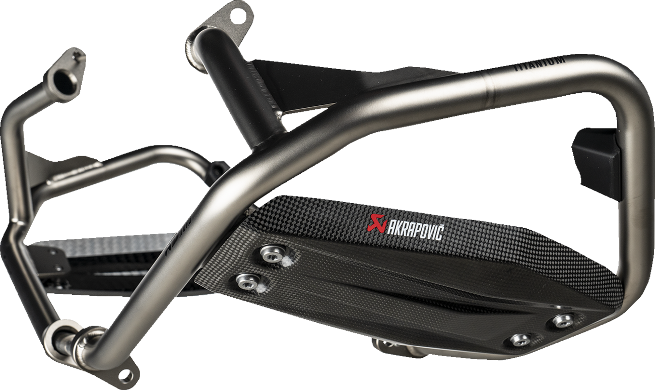AKRAPOVIC lower frame protection bar for BMW R 1300 GS motorcycle, durable metal guard for frame protection.