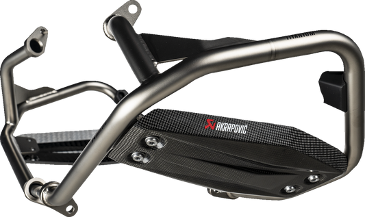 AKRAPOVIC lower frame protection bar for BMW R 1300 GS motorcycle, durable metal guard for frame protection.