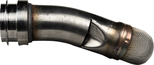 AKRAPOVIC noise damper insert for Evolution Line KX450 and KX450X motorcycle exhaust systems, shown installed on the exhaust.