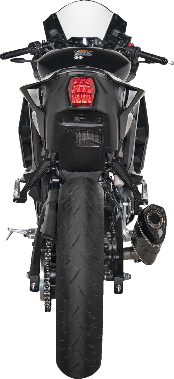 AKRAPOVIC Racing Line exhaust system for Yamaha R3 and MT-03 with carbon fiber finish, part S-Y3R3-APC.
