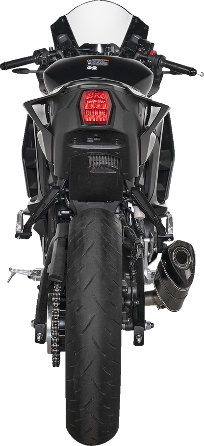 AKRAPOVIC Racing Line exhaust system for Yamaha R3 and MT-03 with carbon fiber finish, part S-Y3R3-APC.