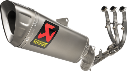 AKRAPOVIC Racing Line titanium exhaust system for Yamaha R9 motorcycle, featuring sleek, high-performance design.