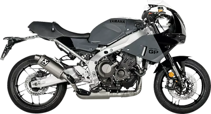 AKRAPOVIC Racing Line titanium exhaust system for Yamaha XSR 900, showcasing the sleek, high-performance motorcycle exhaust design.