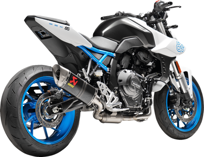 AKRAPOVIC Racing Line exhaust system for Suzuki, lightweight performance upgrade with sleek exhaust pipes and branding.